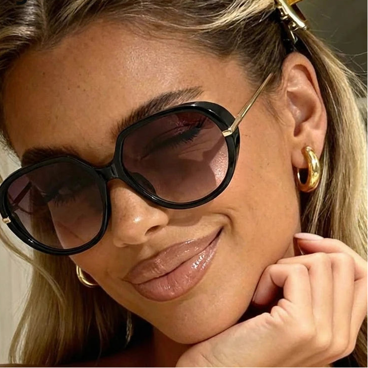 Oversized Pilot Oval Sunglasses Women 2026 Luxury Brand Fashion Shield Punk Sun Glasses For Ladies Metal Frame Eyewear Shades